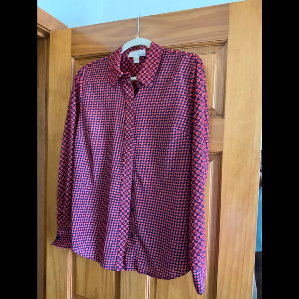 MICHAEL Michael Kors Geo Patterned Blouse Sz LG